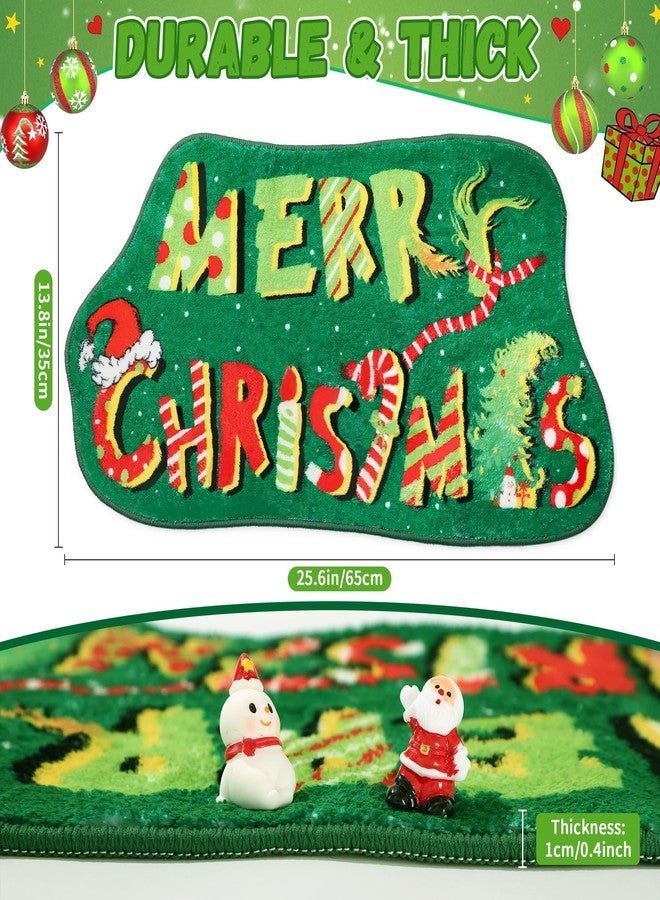 Vynium 2026 Christmas Bathroom Rug, Green Non-Slip Christmas Bath Mat - Super Soft Absorbent Holiday Decor for Bathroom, Kitchen, Sink - 14x25 Inch (14x25) - Image 4